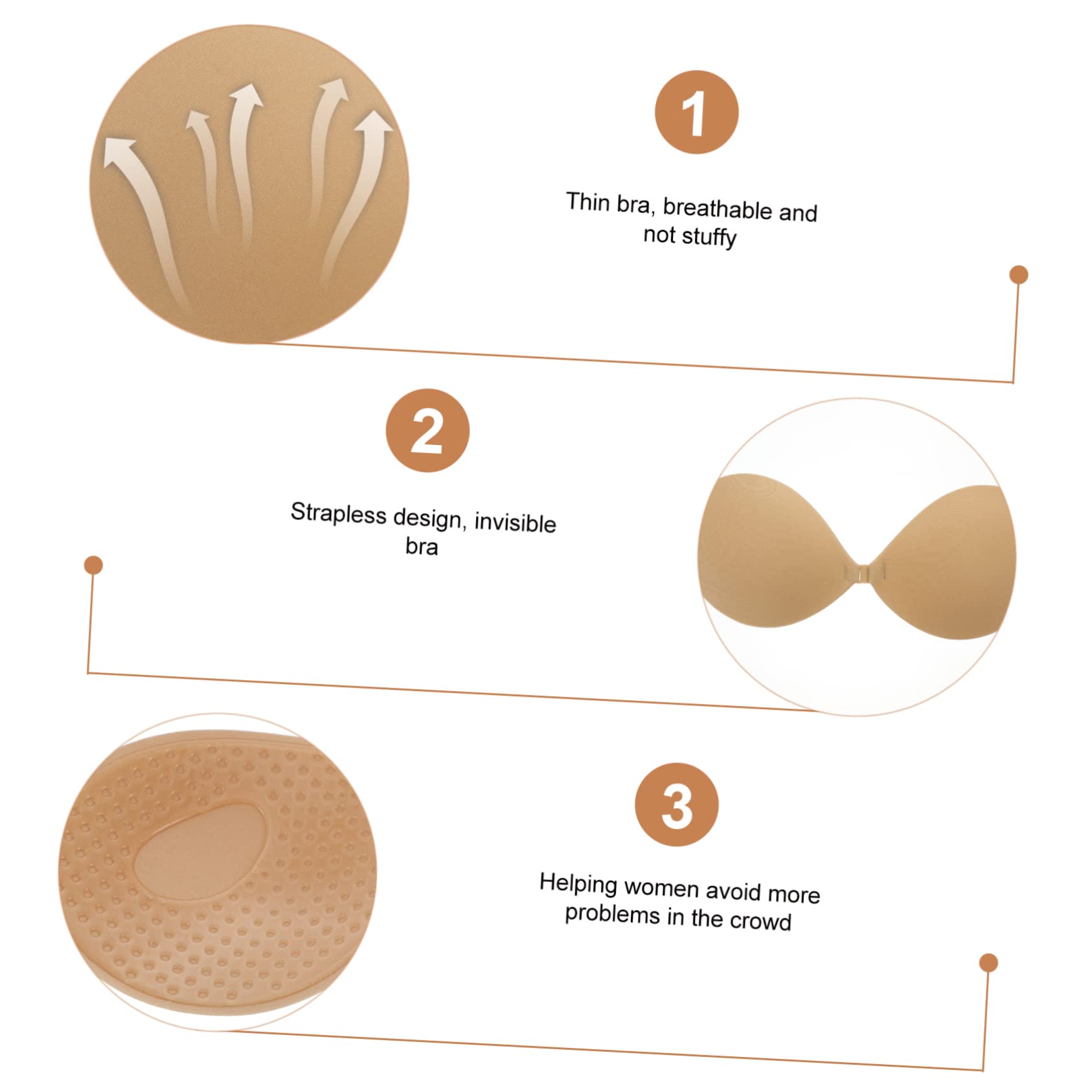4pares Sujetador Adhesivo Invisible Para Mujeres Braseras Sin Tirantes Espalda Para Vestidos De Novia y Ropa De Fiesta Diseño Transpirable y Cómodo Color