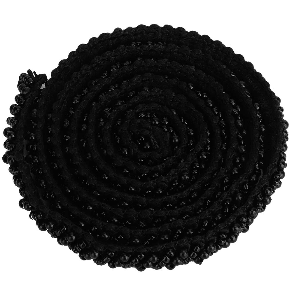 Heepdd 1Cm Black Oblique Pearl Black Pearl Ribbon Trim 1 Yard, 1Cm Wide Beaded Lace Edge Trim For Sewing Craft, Diy Wedding Dress Embellishment Applique