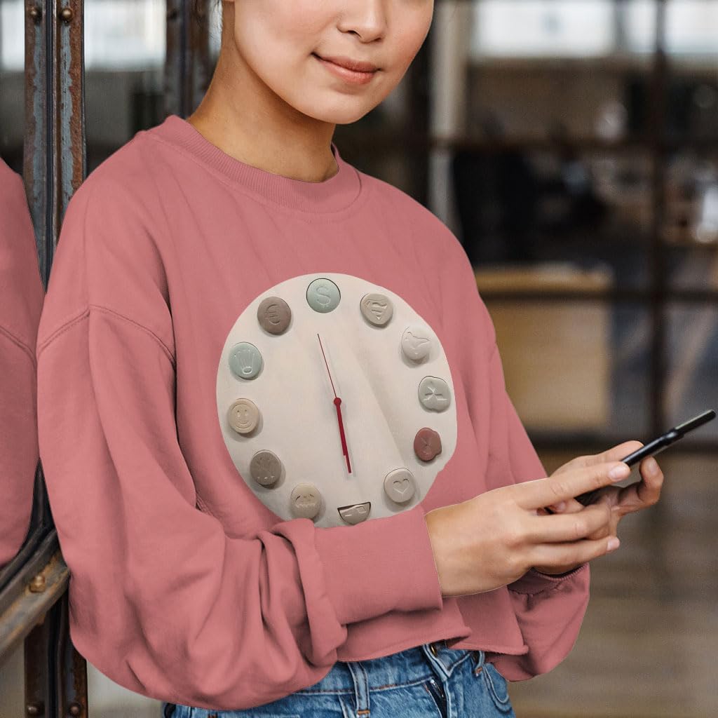 Clock Design Cropped Long Sleeve T-Shirt - Trendy Design Apparel - Creative Design Clothing