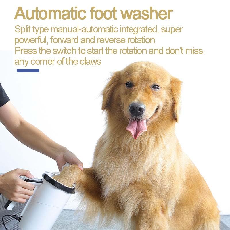 Lavadora automática de patas de mascotas, rotación bidireccional, potencia fuerte de 7.4 V, modos manuales y automáticos, recargable por USB para perros y gatos