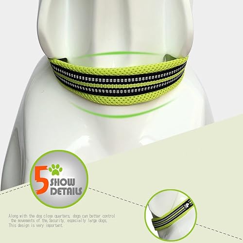 Miniatura 6 de Creation Core Collar de perro acolchado de malla reflectante, collar ajustable de nailon para mascotas de aventura al aire libre, negro, XXL
