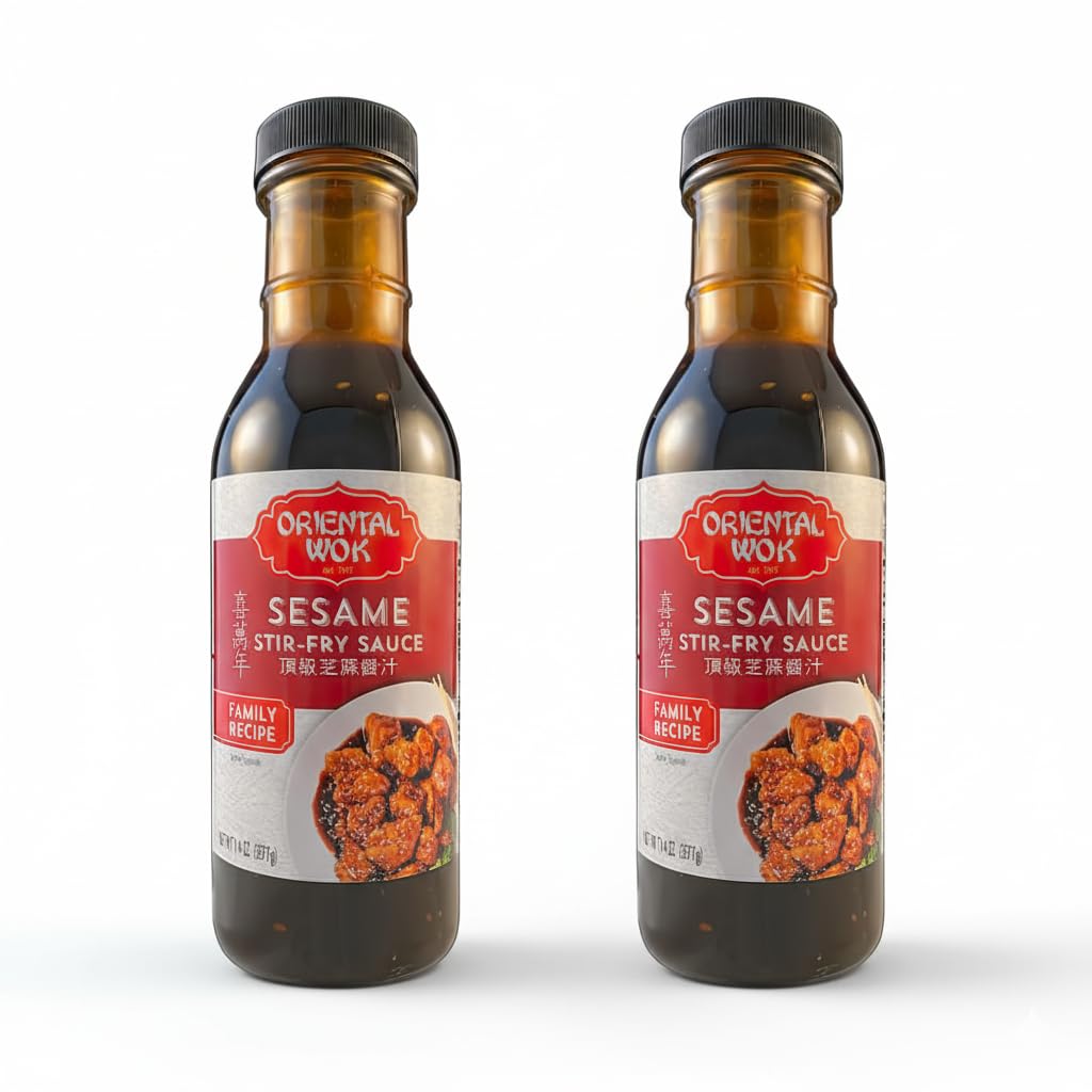 Oriental Wok Gourmet Sesame Stir-Fry Sauce, Blend of Sweetness and Umami Family Sauce, Ideal for Chicken, Shrimp, Steak or Tofu, 14 oz (2 Pack)