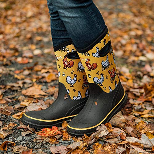Hisea Rain Boots For Women Mid Calf Rubber Boots Waterproof Neoprene Insulated Barn Boots For Mud Working Gardening #TOP7