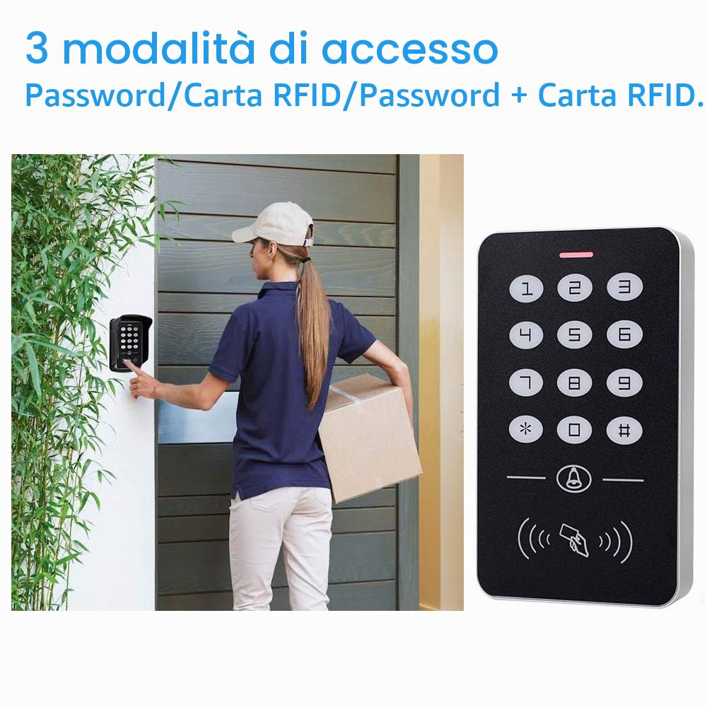 HERNAS Kit sistema di controllo accessi RFID 125KHz con serratura magnetica elettrica 180KG e alimentatore professionale, per serratura della porta di sicurezza domestica
