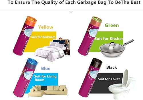 Miniatura 6 de Bolsa de basura con cordón de 5 galones, coloridas bolsas de basura pequeñas para cocina, bolsas de basura para el hogar, cocina, baño, oficina, 4