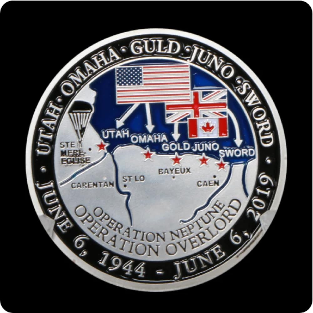 REIWAN Commemorative Coin 1944-2019 D-Day 75Th Anniversary Of Normandy Landing Commemorative Coins Silver Plated Challenge Coin Collectible Gifts