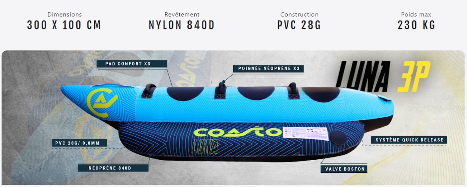 Coasto, Luna, Banana Da Traino, Blu/Azzurro/Giallo, 3P, Unisex-Adult
