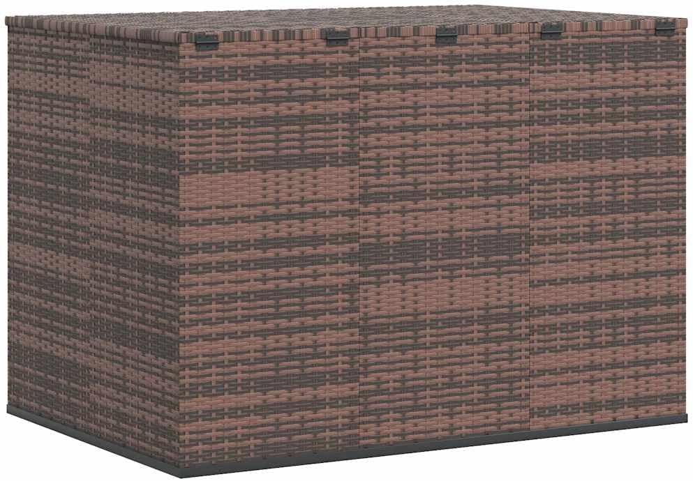 Cushion Box Brown PE rattan with powder-coated steel frame, 57.1 x 39.4 x 40.6 in, outdoor storage box waterproof for patio, deck box, storage chest, delivery boxes for outside