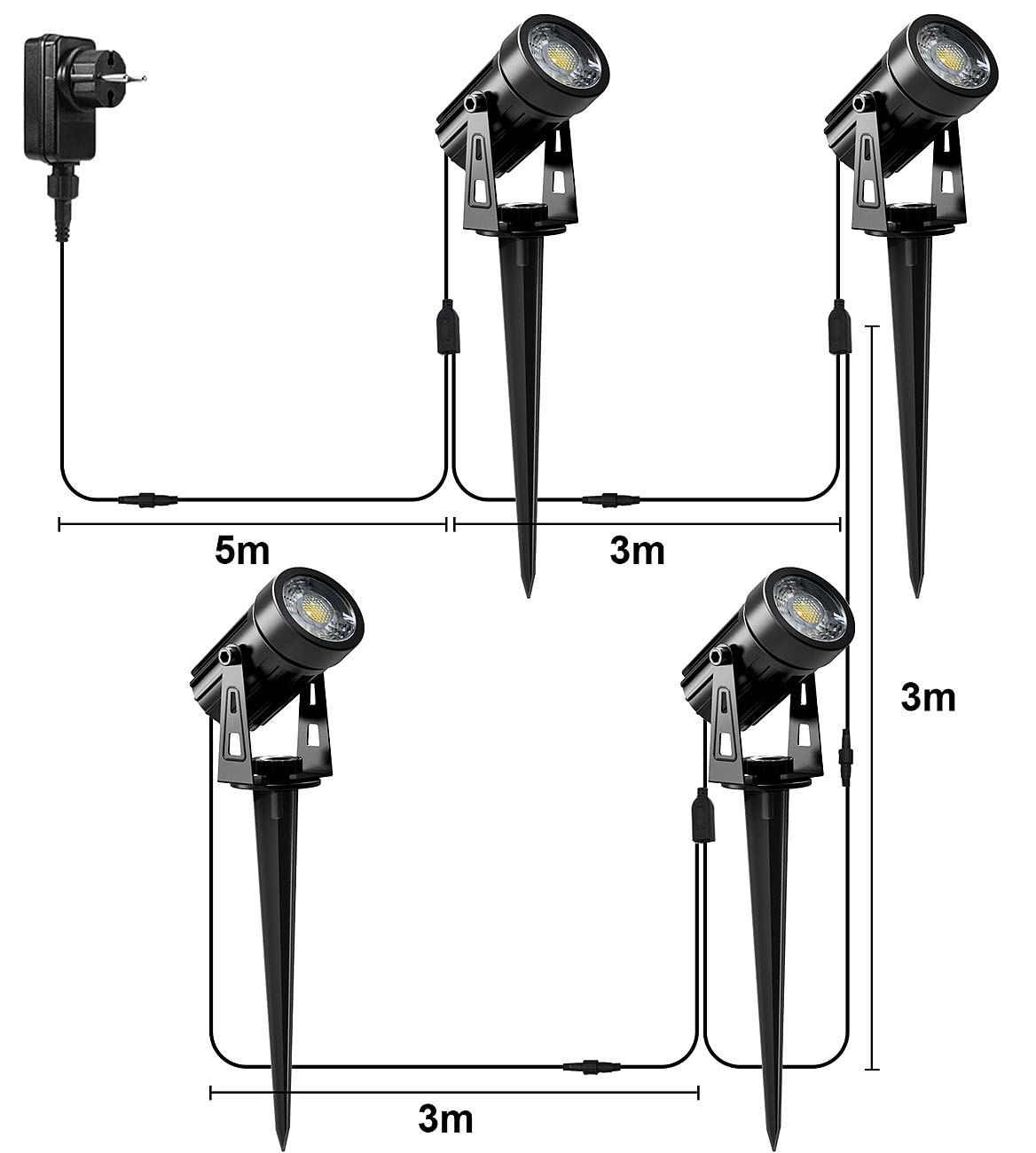 Luminea Spot: 6er-Set Aluminium-Gartenspots mit COB-LEDs und Erdspieß, 850 lm, 12 W (LED Garten, Außenstrahler Erdspieß, Gartenleuchte Standleuchte)