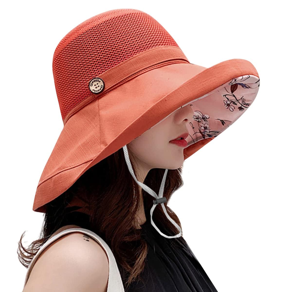 Women Sun Protection Hats Travel Outdoor Fishing Cap Wide Brim Elegant Basin Summer Beach UPF 50+, M9163-jvse, One Size — image 1