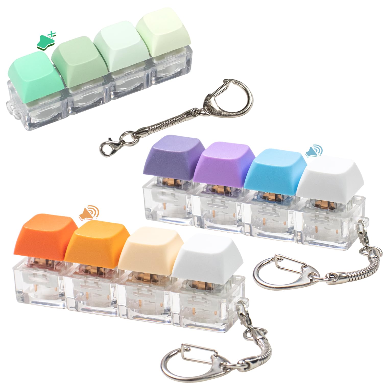 Set De 3 Teclados Fidget Con Luz – Juguetes Antiestrés Clicker, Llaveros De 4 Teclas Con Efecto Degradado