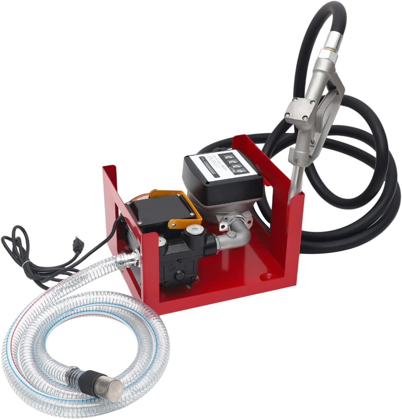 Diesel Fuel Transfer Pump 110V 60L/min 550W 2800RPM, High Flow Electric Oil Diesel Pump Kit with Hose & Manual Nozzle, Self-Priming Fuel Transfer Pump for Tractor, Equipment, Workshop, Farm