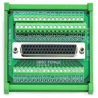 Electronics-Salon D-SUB DB50 Female DIN Rail Mount Interface Module, Breakout Board.