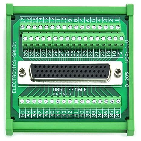 Electronics-Salon D-SUB DB50 Female DIN Rail Mount Interface Module, Breakout Board.