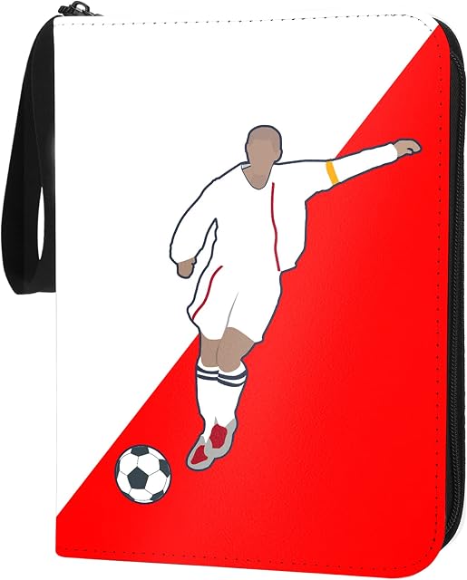 Football Card Holder, 400 Pockets Football Trading Card Binder Album with Removable Sleeves, Soccer Card Storage Folder, Football Collector Binder with Zipper and Handle Strap for Sport Football Cards