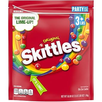 Skittles Original Candy Party Size Bag, 50 Oz, Original, 50.00 Oz Pack Of 6