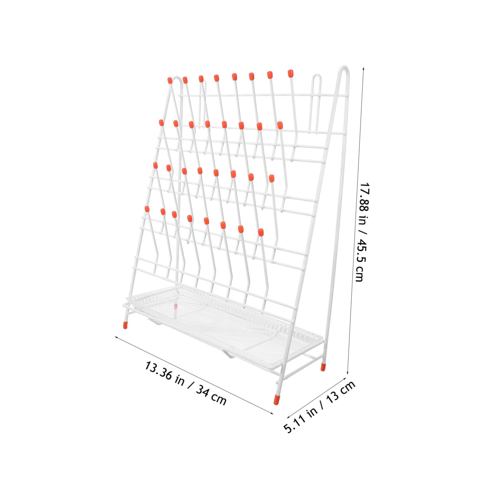 Rack Design Stabile e Facile da Pulire in Ferro Bianco di Essiccazione per Laboratorio 32 Posti per Essiccazione Provette e Bicchieri