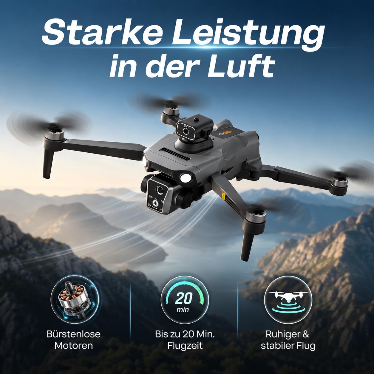 K19 GPS Drohne mit 4K Kamera, Fernbedienung mit Live-Display, 600m Reichweite, 360° Hindernisvermeidung, Follow-Me, Auto-Return, Bürstenlose Motoren, 40 Min Flugzeit