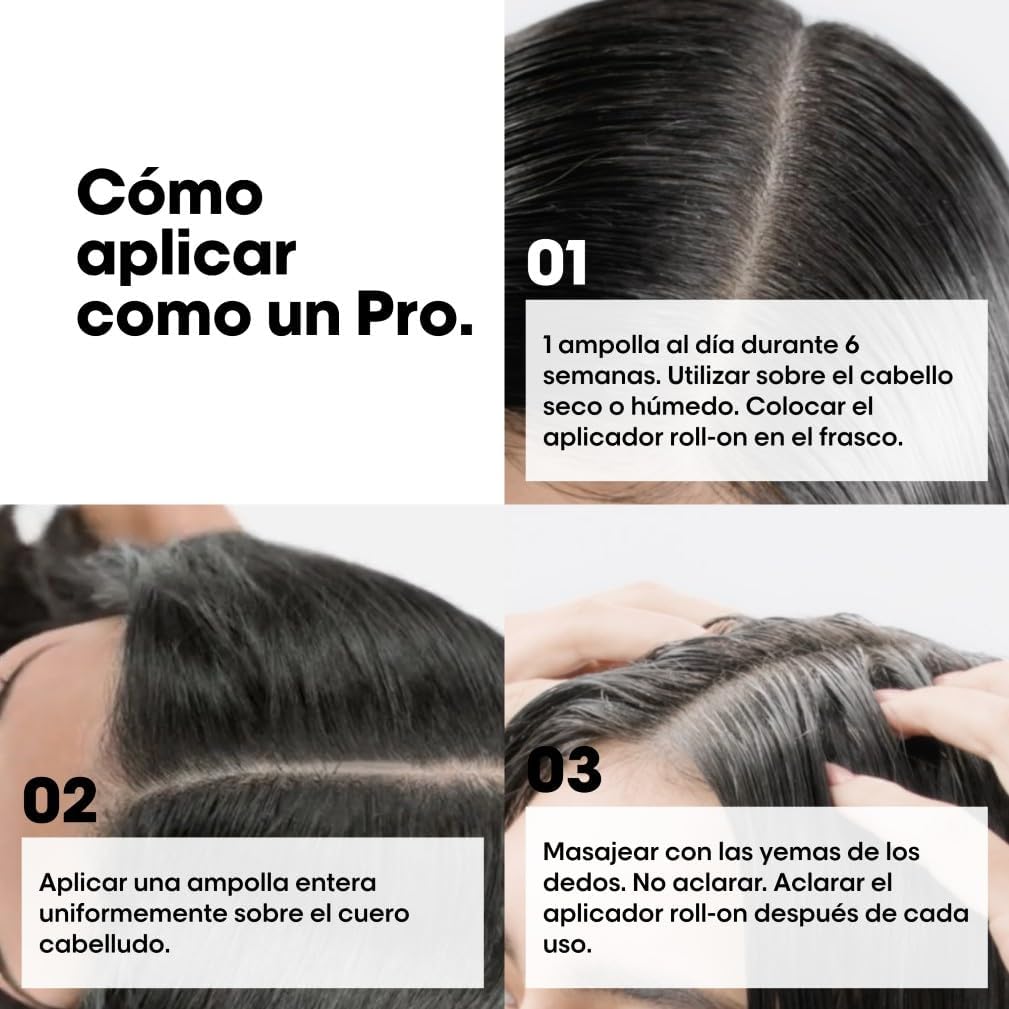L’Oréal Professionnel Ampollas Anticaída, Enriquecidas con Activos Dermatológicos para Prevenir la Perdida del Cabello, Aminexil Advanced, 42 x 6ml