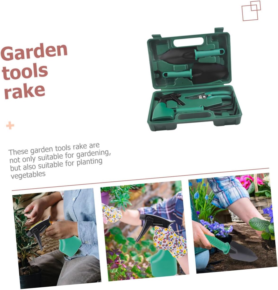 Gatuida Stainless Steel Garden Tool Set 5pcs with Shovel, Rake, and Gardening Scissors, Portable Carry Case for Outdoor Planting and Flower Gardening