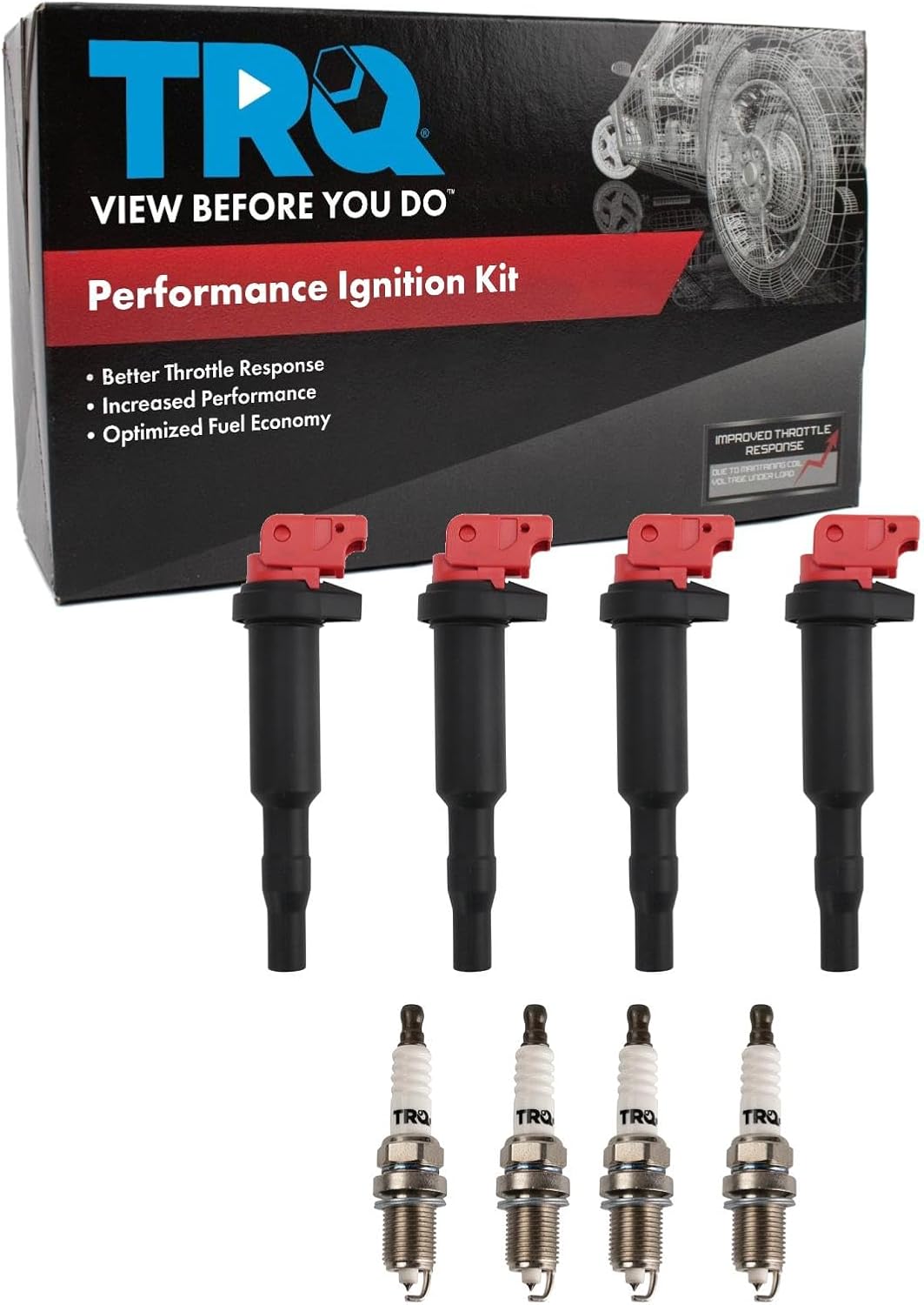 TRQ Ignition Coil and Spark Plug Kit 8 Piece Compatible with 2005-2006 Mini Cooper