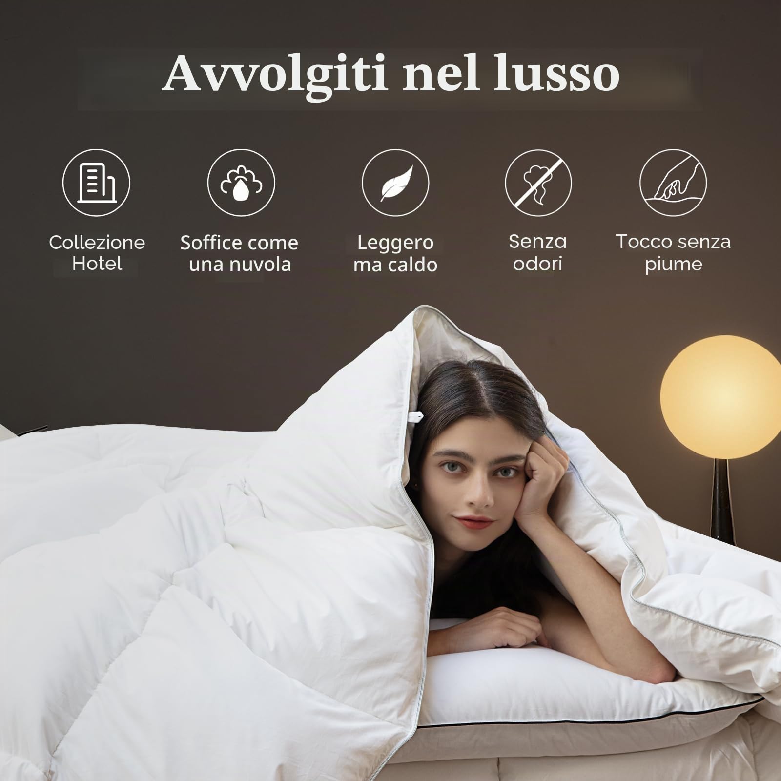 DWR Piumone per tutto l'anno, 155 x 220 cm, piumino d'oca e piume, piumino medio caldo, morbido piumone, certificato Oeko-Tex & RDS per il benessere degli animali (bianco, 850 gr.)