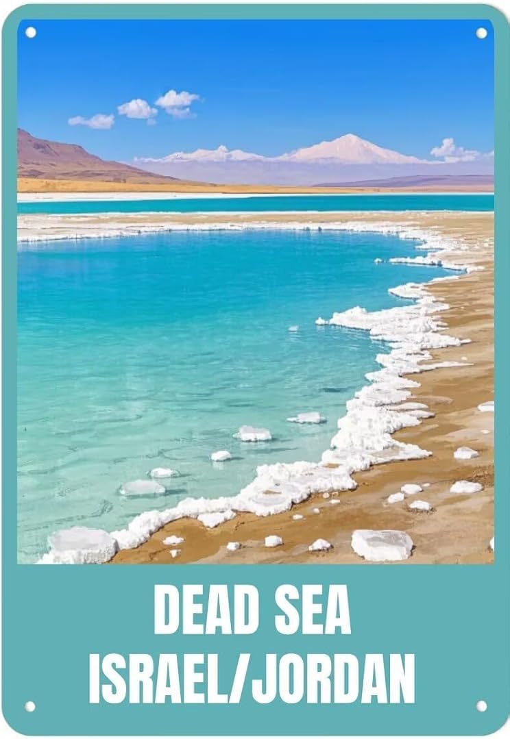 Dead Sea israel Jordan Vintage Retro Funny Wall Décor for Home Washroom Cafe Pub Bar Office Store 8x12 Inches