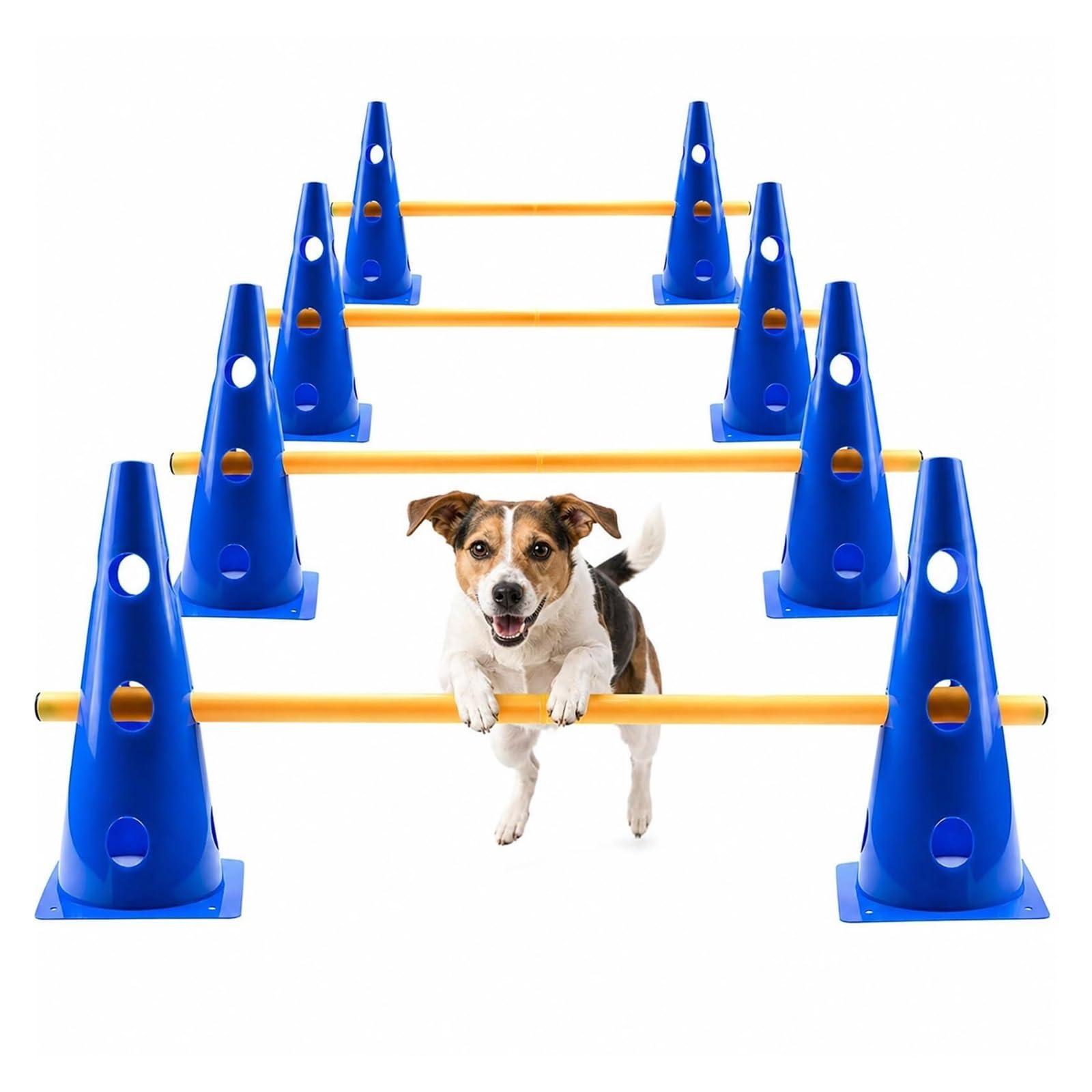 Genérico Juego De Entrenamiento De Agilidad for Perros De 23 Cm | Equipo completo de agilidad for perros, 8 conos, 8 postes y saltos ajustables for uso en interiores y exteriores
