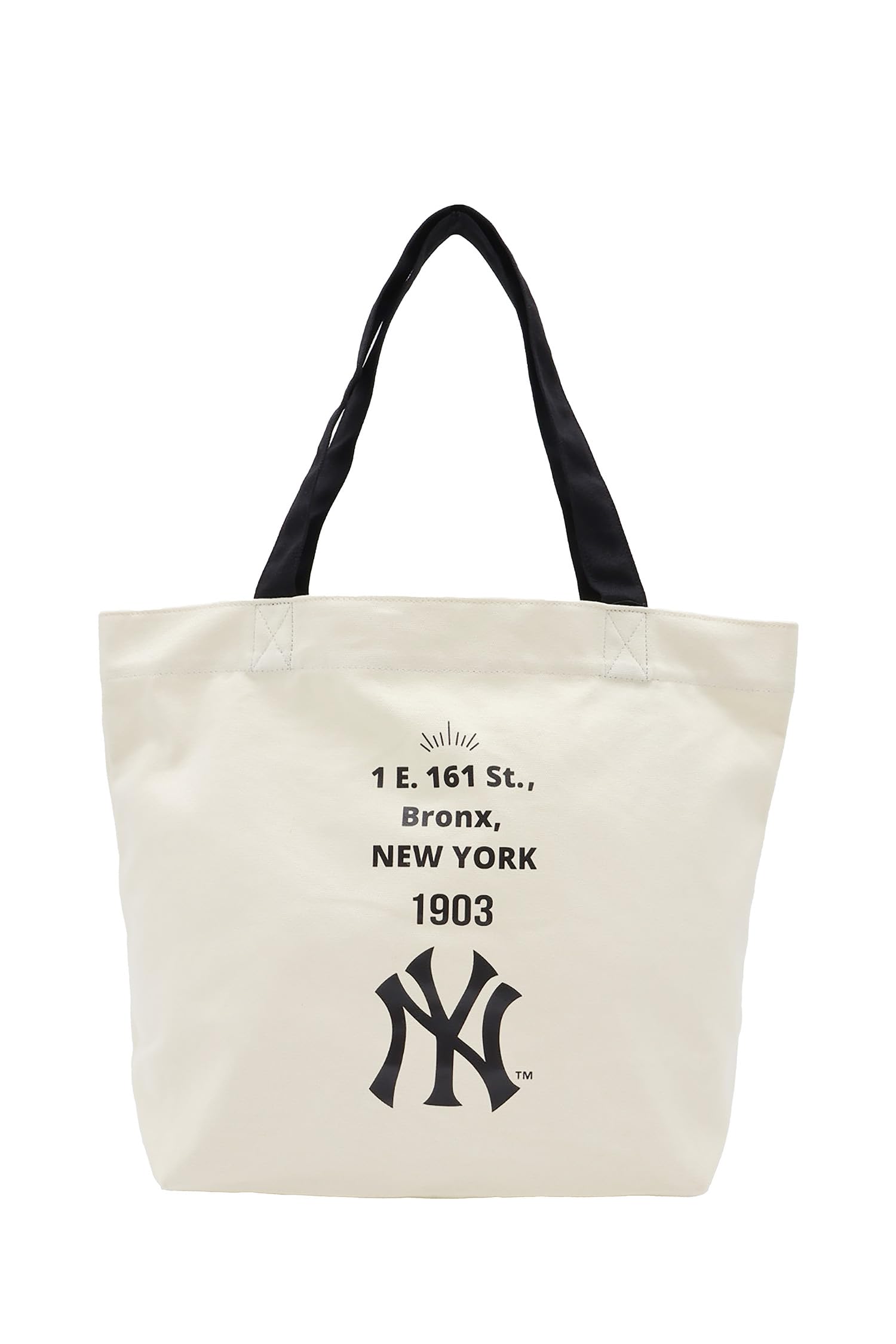 MLB Canvas Tote Bag, Yankees Ivory × Black