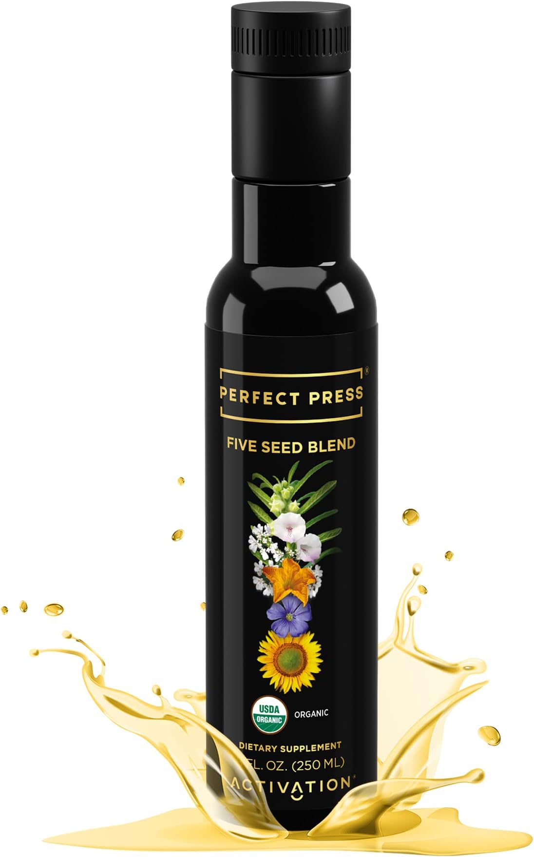 Activation Products - Perfect Press Five Seed Blend, With Non GMO Sesame Oil, Flaxseed Oil, Pumpkin Seed Oil, Sunflower Oil, and Coriander Seeds Oil, Vegan Omega 3 Supplement for Mind and Body, 250 ml