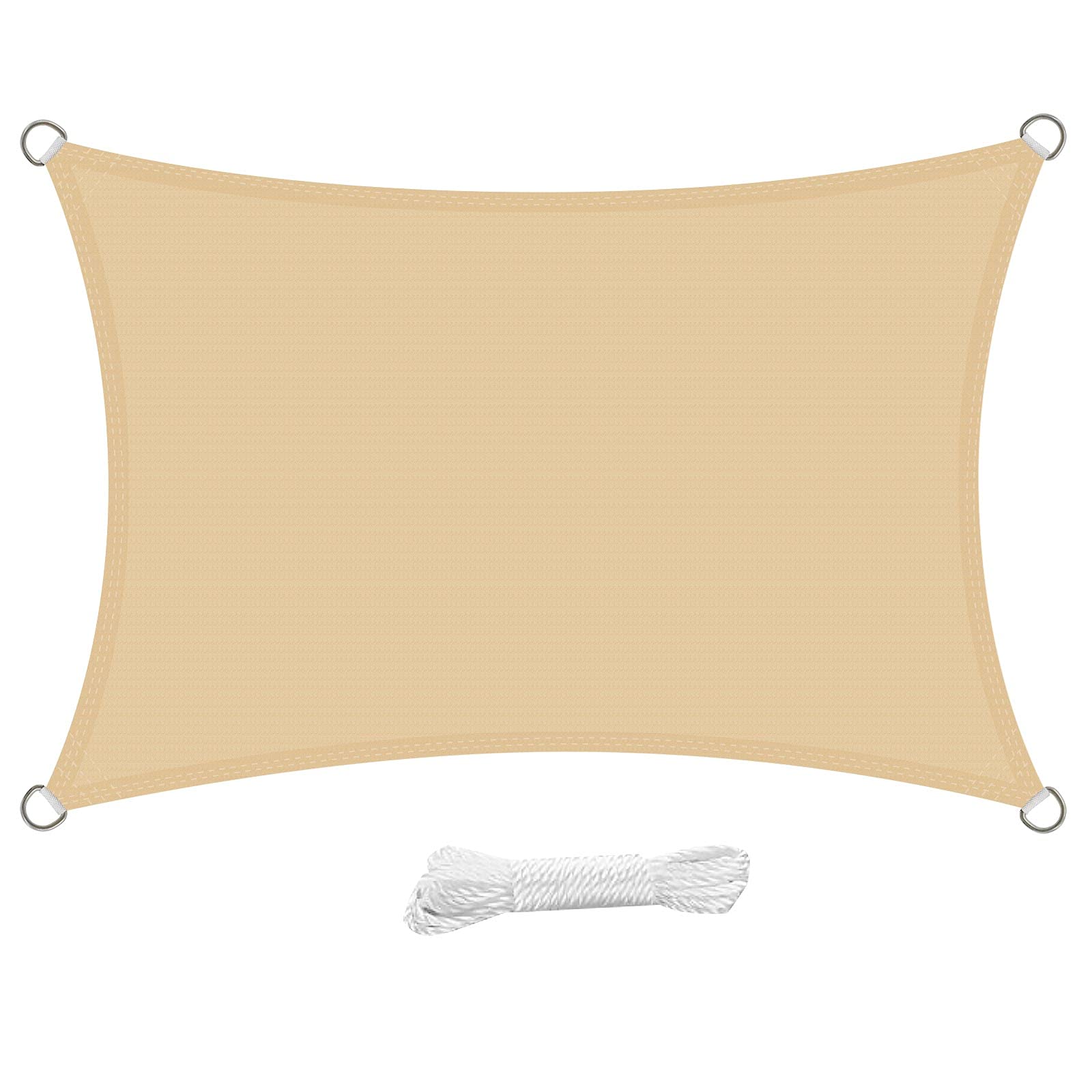 swift Sun Shade Sail 3m x 4m Waterproof Rectangle PES Polyester 98% UV Block 3x4 Meter Sunscreen Awning 4x3 Rectangular Canopy Sail Shades for Garden Outdoor Patio with Free Ropes, Sand