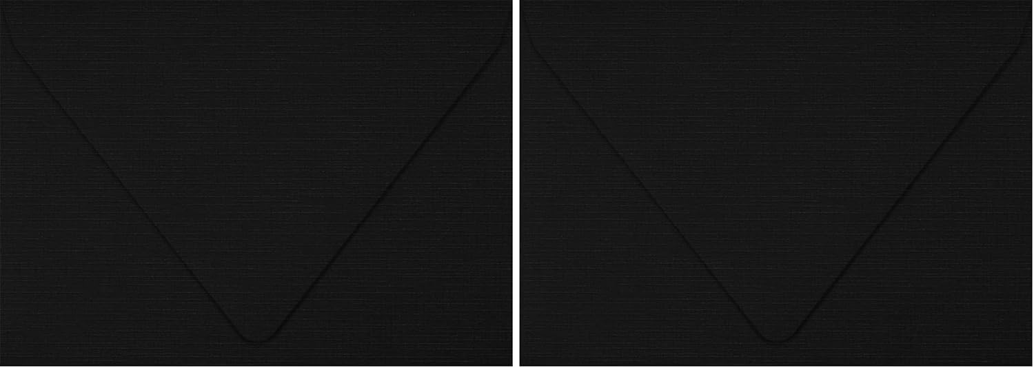 LUXPaper 4Bar A1 Contour Flap Invitation Envelopes | 3 5/8" x 5 1/8" | Black Linen | 80lb. Text | 50 Qty (Pack of 2)