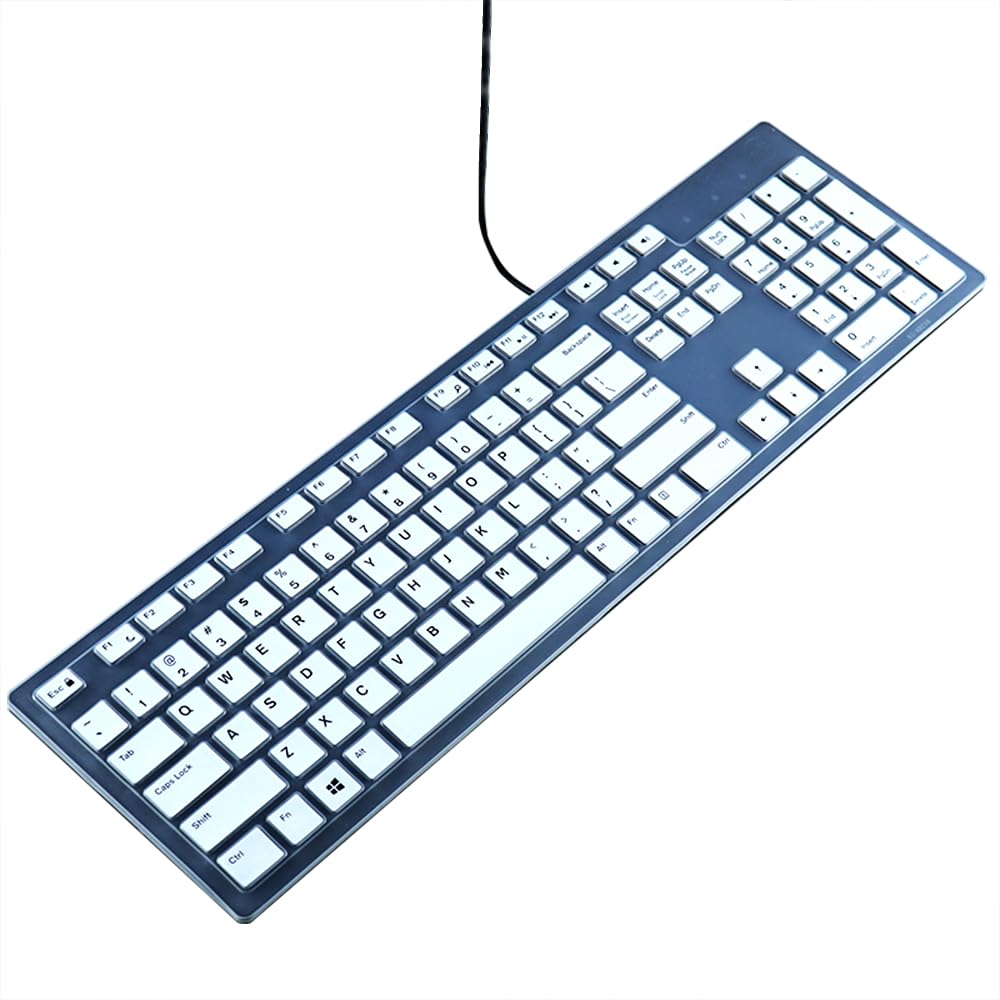 Keyboard Skin Compatible for Dell Inspiron AIO Desktop 24" 27" 5400 5490 7700 7790, KB216 KB216p KB216d Wired Keyboard, KM636 Wireless Keyboard, Optiplex 5250 3050 3240 5460 7450 (White)