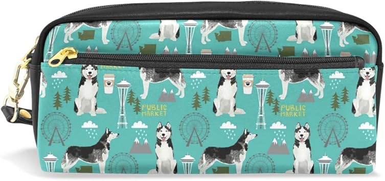 Amazon Co Jp ペンケース ペンポーチ 高校生 おしゃれ 大容量 Pu 革 かわいい シベリアン ハスキー 犬 筆箱 機能バッグ 化粧ポーチ 収納 小物入れ 中学生 小学生 シンプル オフィス用 文房具 オフィス用品