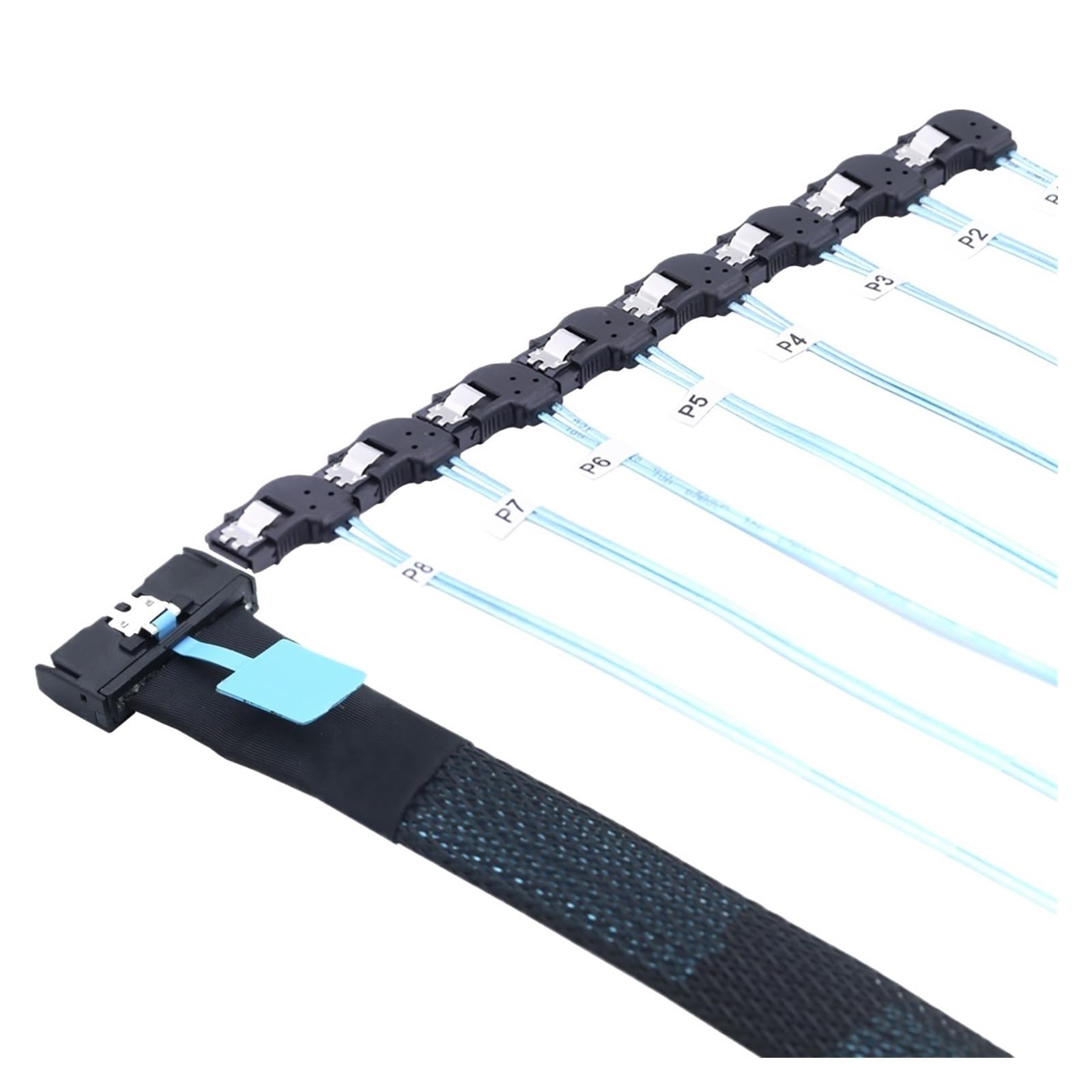 ZHANGLH MCIO 74P 8X 8I S*A*S SFF-8654 8i PCI-E Ultraport Slimline 5.0 a 8X SATA 7P Cable hembra en ángulo izquierdo