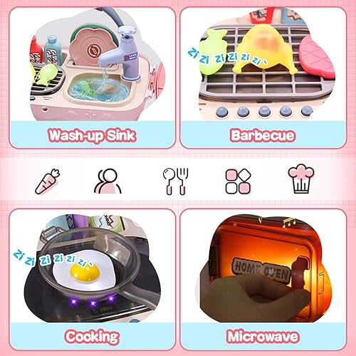 Miniatura 5 de FLIPNEX Juego de cocina para niños y niñas de 3 a 8 años, juguetes de cocina para niñas de 3 a 8 años, regalos para jugar en la cocina, cesta de