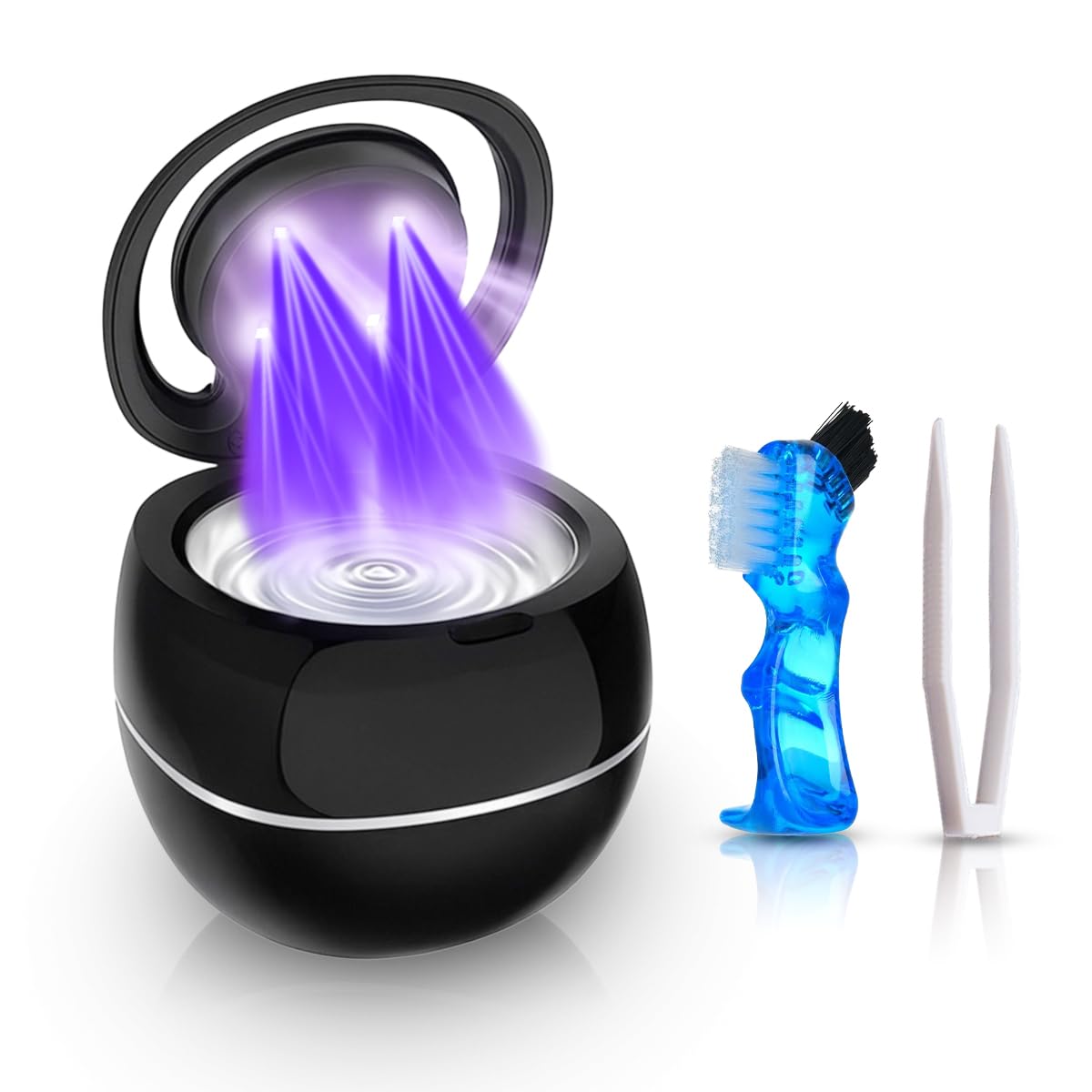 Ultrasonic Retainer Cleaner Machine – 42kHz Premium Quality Dental Cleaner for Dentures, Retainers, Jewelry, and More – 180ML Tank, Dual Modes, Digital Timer, Portable (Black)