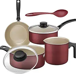 Jogo de Panelas Tramontina Alumínio Antiaderente Turim 5 Pç, Cor: Vermelha