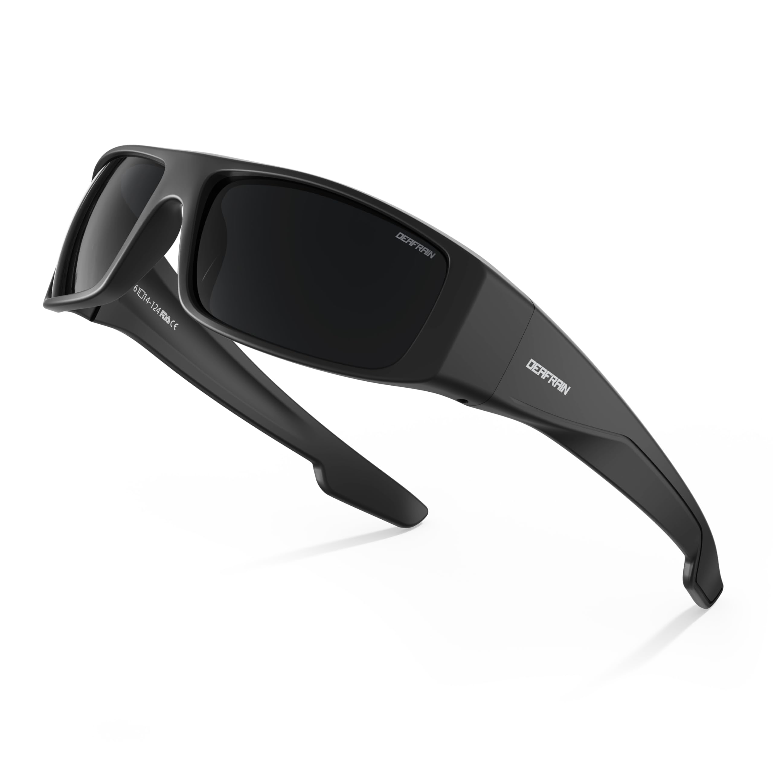 DEAFRAIN Gafas de sol polarizadas con lentes superoscuras para hombres y mujeres, gafas deportivas envolventes UV400 CAT 4 para ojos sensibles