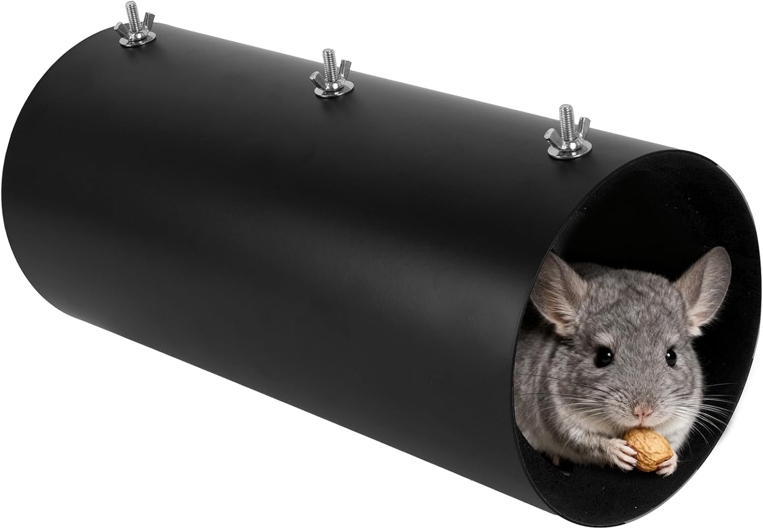 Chinchilla Hanging Tunnel Toys, Chinchilla Hanging Tunnel Mental Cages with Screws and Washers for Extra-Strong Fixation for Ferrets, Chinchillas, Squirrels, and Guinea Pigs (13.78x6.3x6.3in)