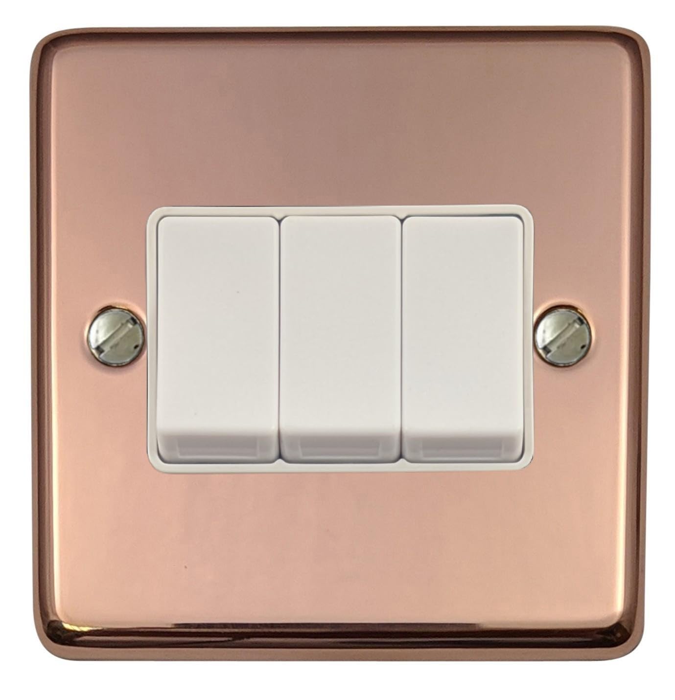 G&H Brassware Light/White Contour Copper Switch (3 Gang/ Switch) - Cbc3w