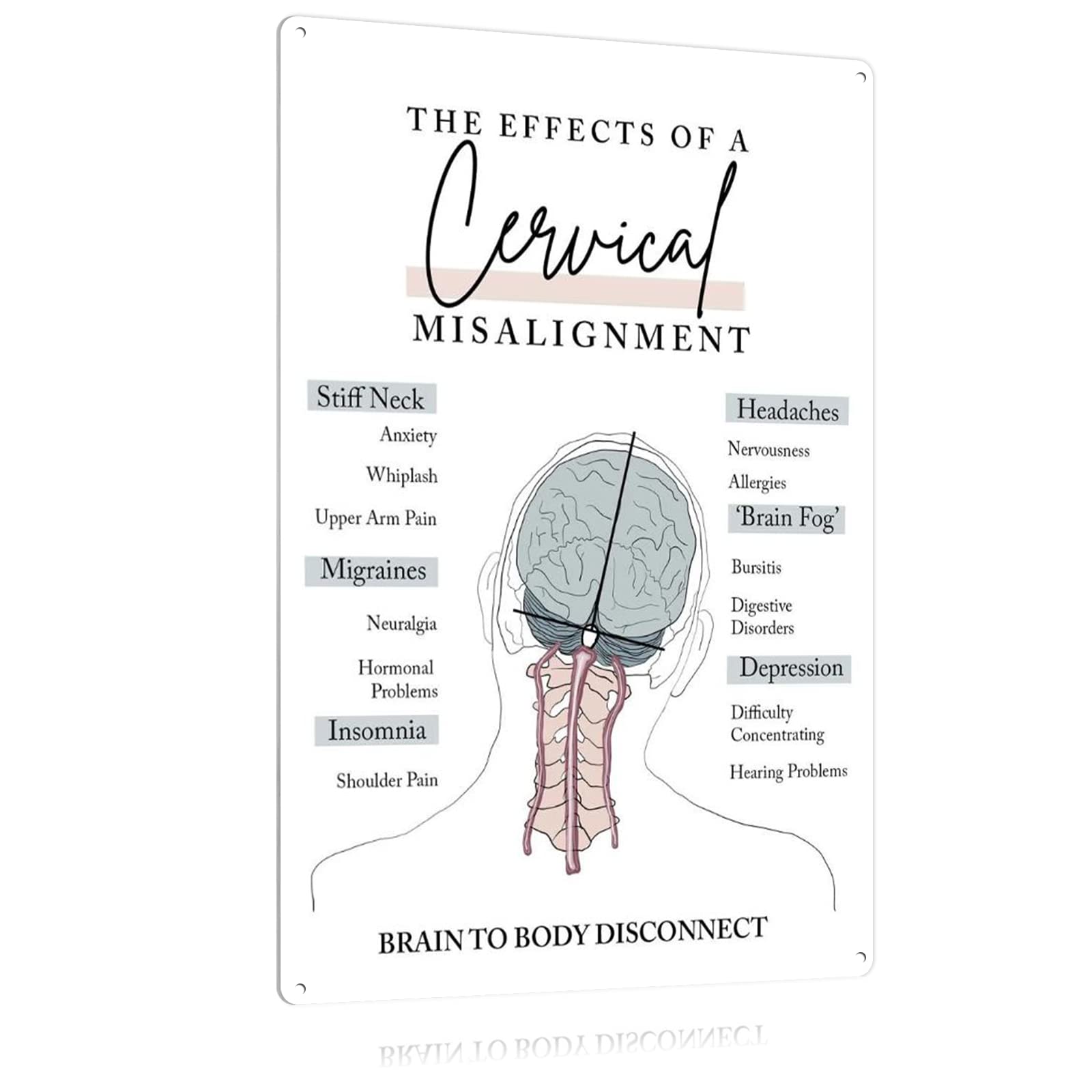rayprint Cervical Knowledge Metal Tin Signs The Effects Of A Cervical Misalignment Posterbrain To Body Disconnect Metal Plaque Hospital Clinic Officewall Decor 12x16 Inches
