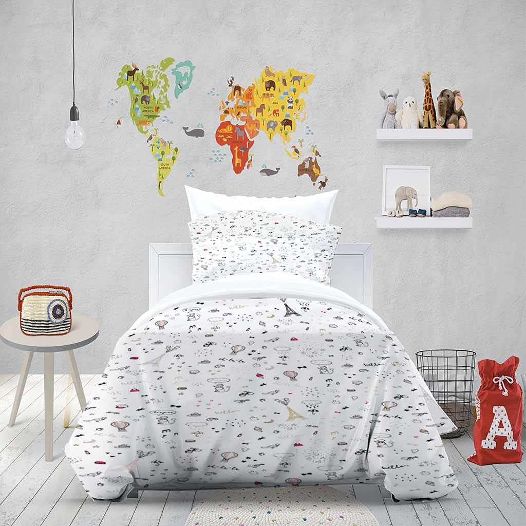 Parure housse de couette 2 pièces Montgolfiere Lit Bébé Happyfriday