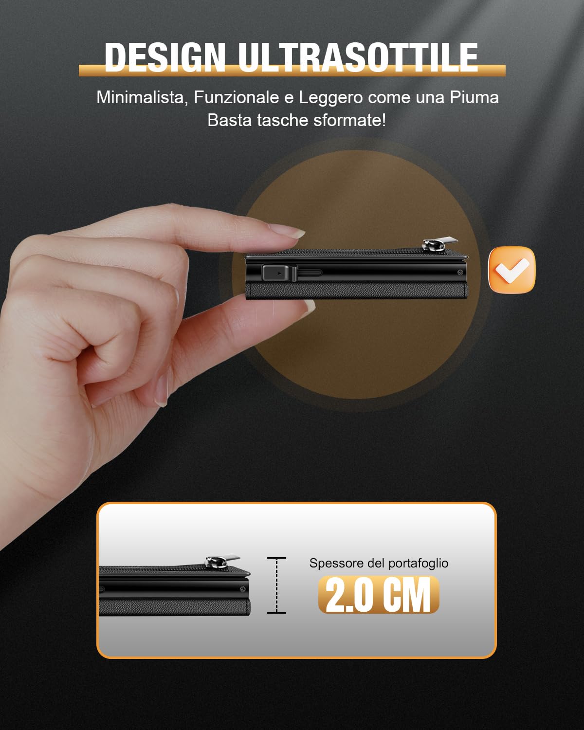 Porta Carte di Credito Uomo, Portafoglio Uomo Slim Piccolo con Chiusura Magnetica & Finestra ID & Blocco RFID, Portacarte in Pelle pop-up per 11 carte, Porta Tessere con Portamonete e Banconote, Nero