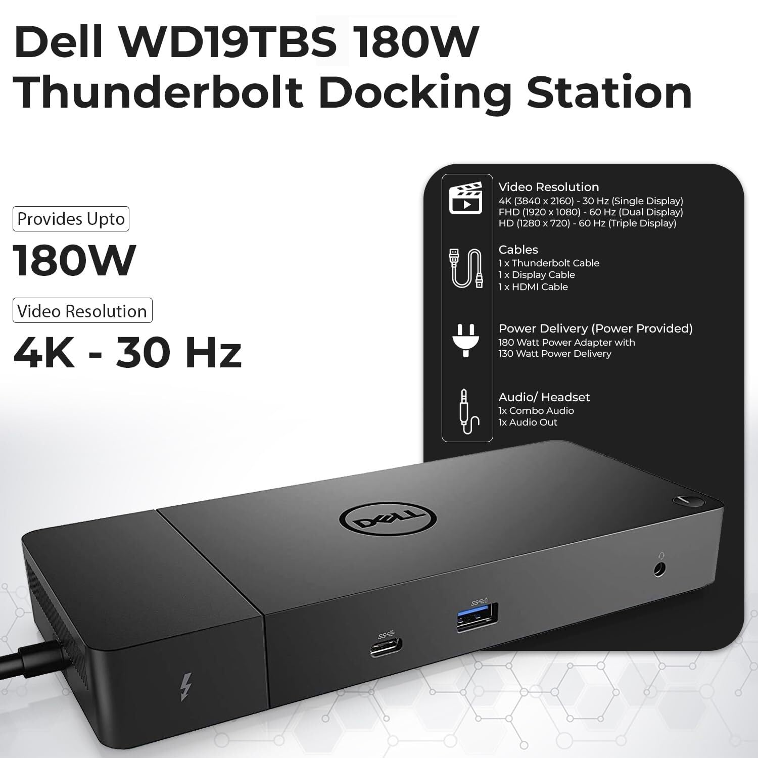 Amazon.com: Dell WD19TBS Thunderbolt Dock Bundle - 4K Display, 1