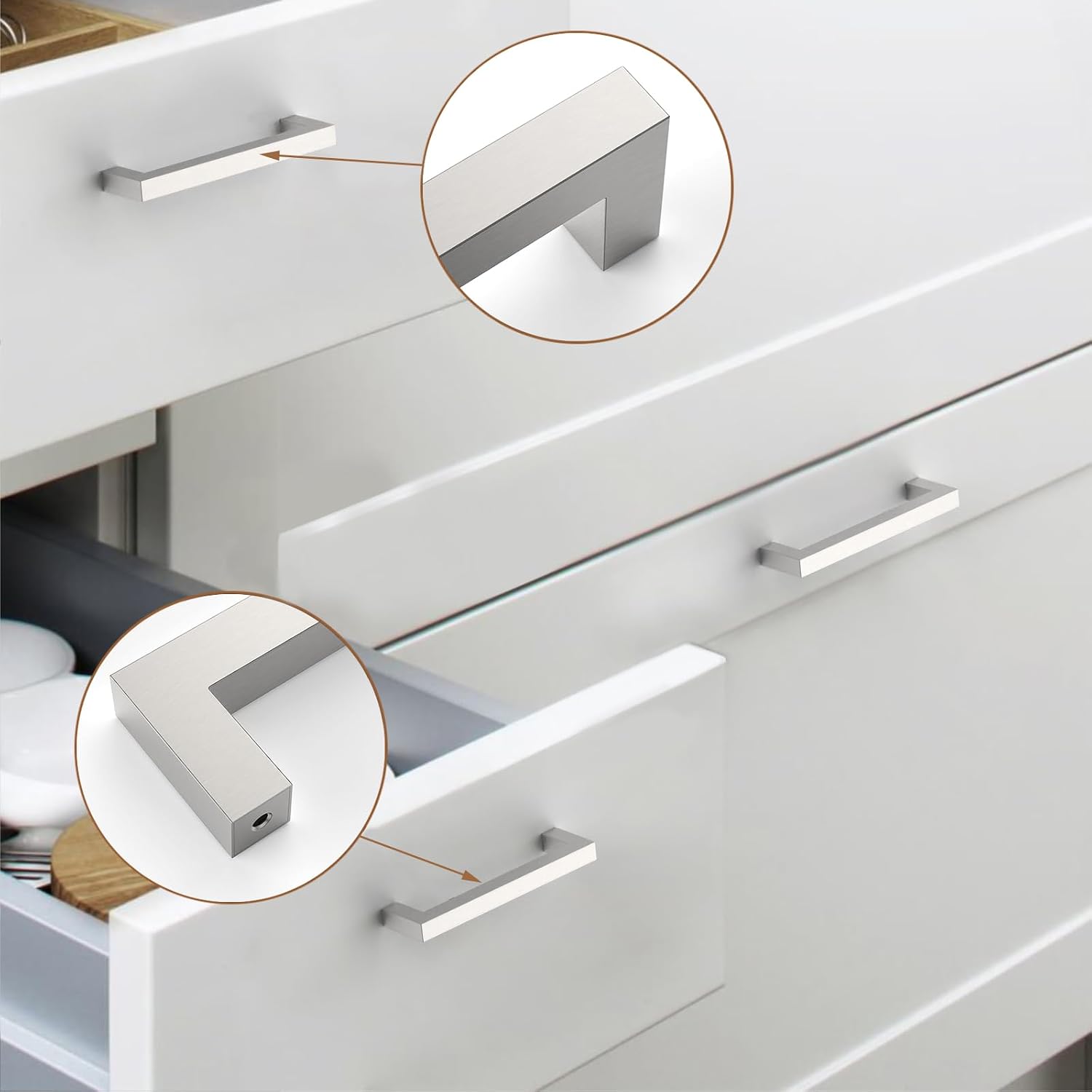 9BUILD 10 Pack Nickel Cabinet Pulls - 6.25 Inch Brushed Nickel Kitchen Handles
