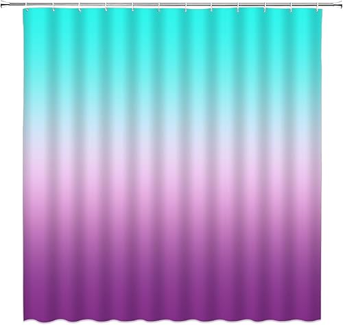 Cortina de ducha de color morado y verde azulado, diseño degradado, moderno, para el hogar, tela para el hogar, juego de decoración de baño con
