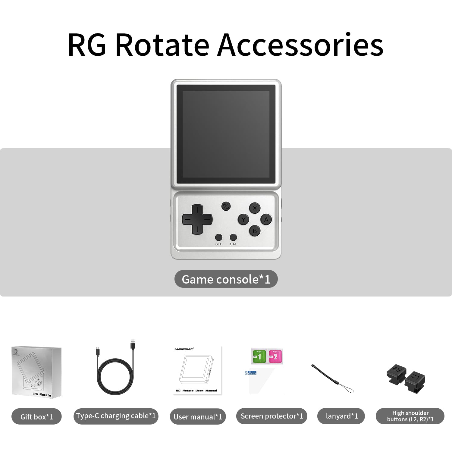 RG Rotate Retro Handheld Game Console, 3,5-Zoll-Schwenkdisplay Android-Portabel Player, Unisoc T618-Chip 3 GB + 32 GB, 2000 mAh-Batterie, Aluminiumlegierung Gehäuse