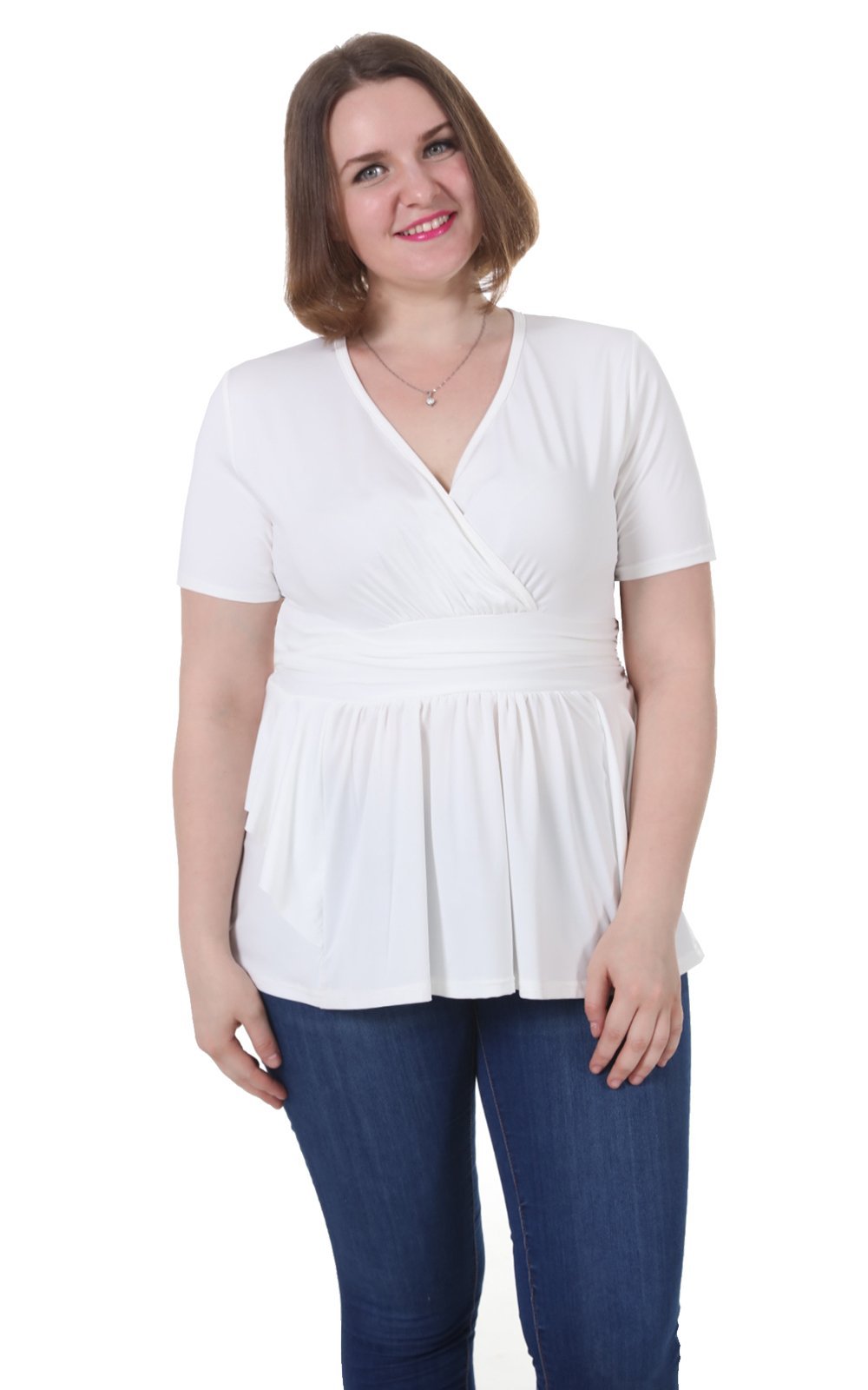 Women's Short Sleeve Peplum Flare and Fit Camisole Plus Size (1X - 5X)