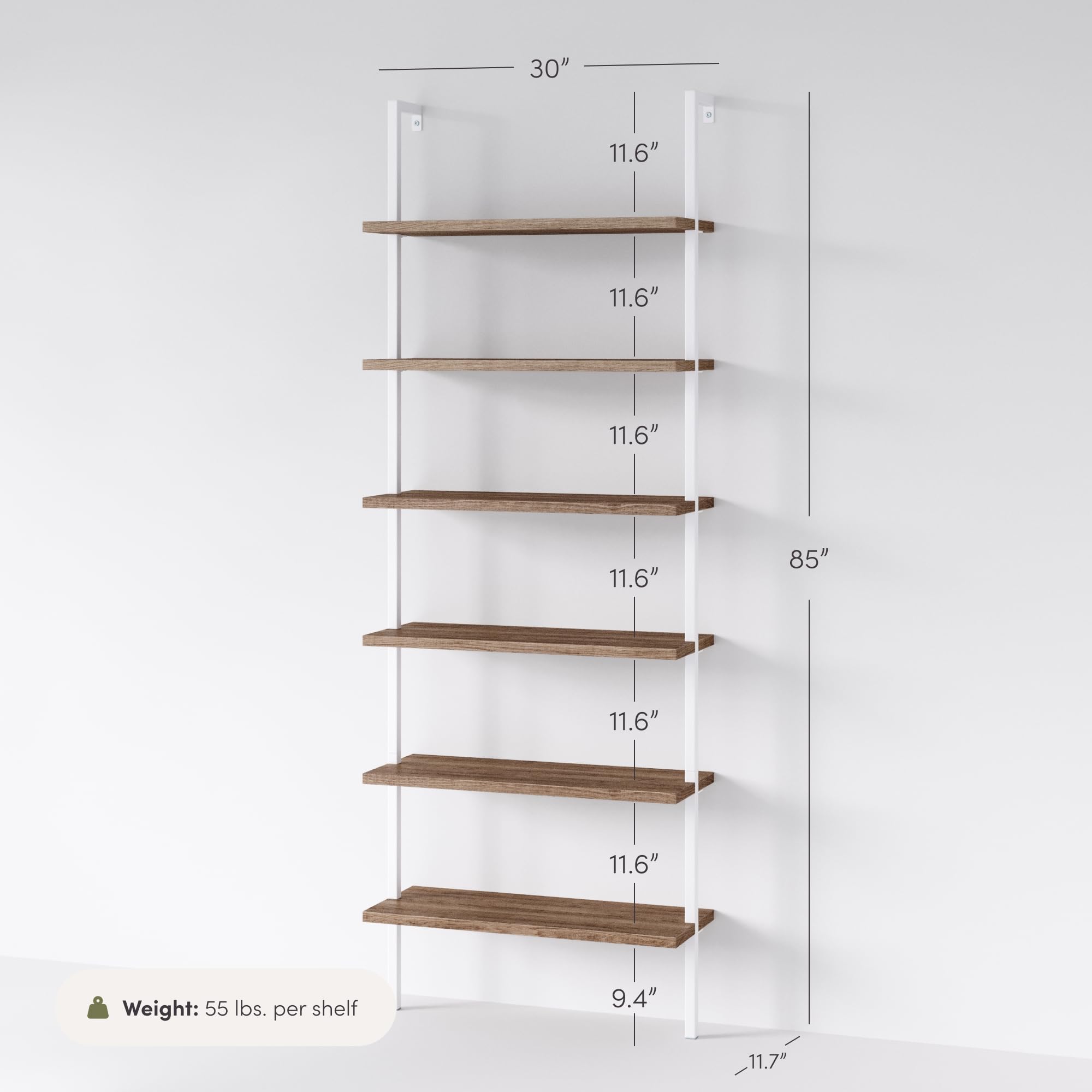 Amazon.com: Nathan James Theo 6-Shelf Tall Bookcase, Wall Mount
